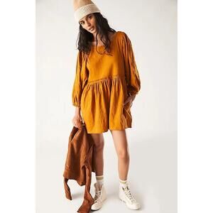 Free People Beach Beyond Obsessed Romper Mustard Yellow Women’s Size XL